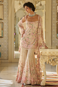 Nude Multi-Coloured 3D Sharara Set
