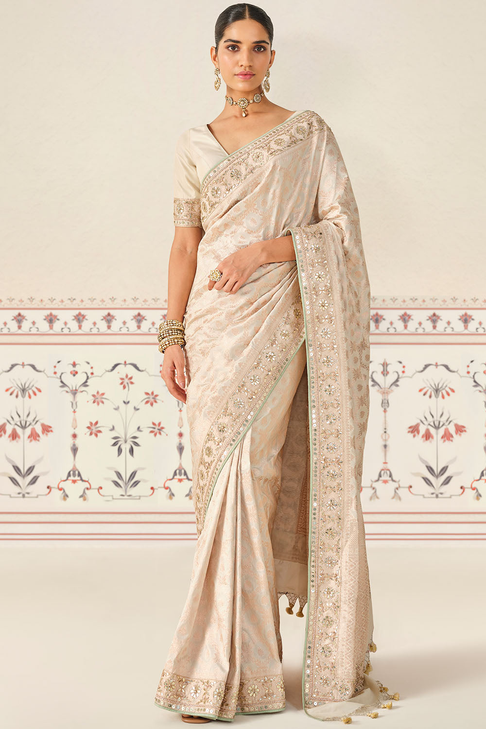 Azores Gota Patti Silk Saree