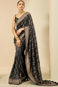 Gleaming Forest Benarasi Silk Zardozi Saree