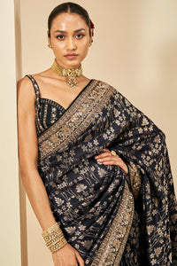 Gleaming Forest Benarasi Silk Zardozi Saree