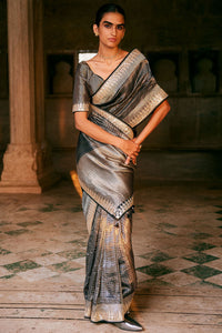 Avabha Benarasi Silk Saree - Grey