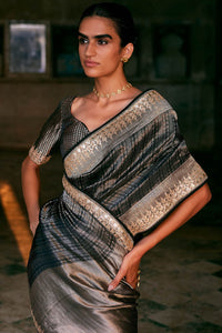 Avabha Benarasi Silk Saree - Grey