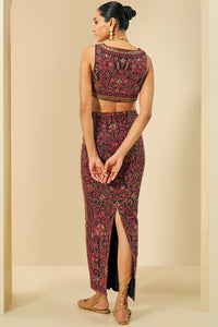 Nocturnal Wilderness Embroidered Cord Silk Skirt Set