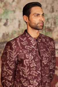 Nilav Printed Silk Bandhgala