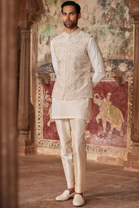 Suwayd Embroidered Silk Nehru Jacket
