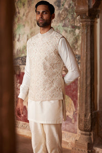 Suwayd Embroidered Silk Nehru Jacket