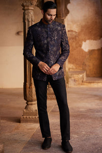 Rahin Printed Silk Bandhgala