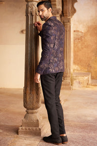 Rahin Printed Silk Bandhgala