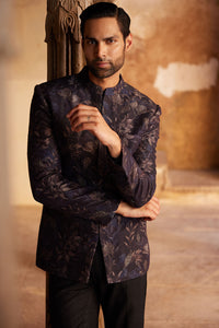 Rahin Printed Silk Bandhgala