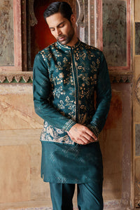Hirav Printed Silk Nehru Jacket