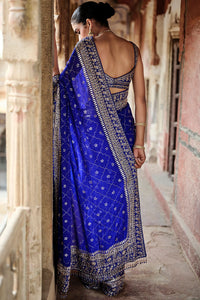 Anushna Handcrafted Badla Georgette Saree – Blue