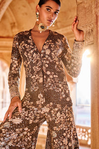 Izar Printed Sequin Jacket Set