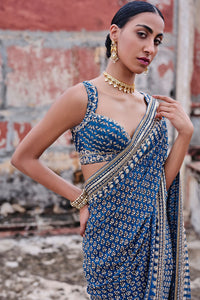 Arvia Printed Georgette Saree - Blue