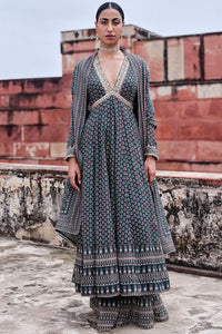 Arvia Printed Mul Anarkali Set - Green