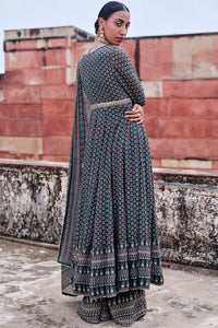 Arvia Printed Mul Anarkali Set - Green