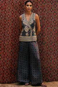 Bahada Ajrakh Printed Silk Palazzo Set