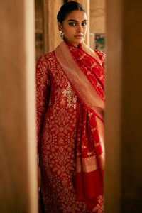Samahita Benarasi Silk Suit Set - Red