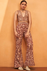 Field Of Flowers Pant Set - Brown