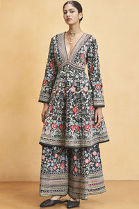 Floral Ballad Kurta Set - Black