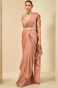 Lesedei Embroidered Pre-draped Chiffon Saree