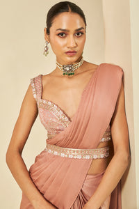 Lesedei Embroidered Pre-draped Chiffon Saree