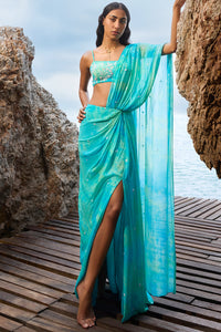 Praya Georgette Pre-draped Saree Set