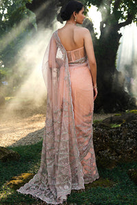 Roseway Embroidered Saree - Blush