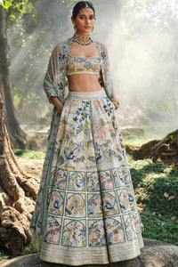 Woodelia Embroidered Silk Lehenga Set - Natural