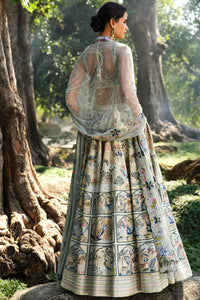 Woodelia Embroidered Silk Lehenga Set - Natural