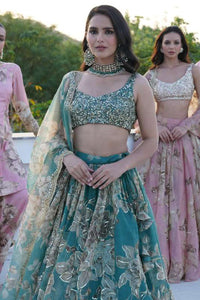 Grey Organza Lehenga Set