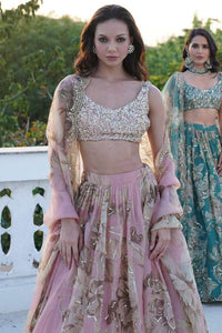 Pink Organza Lehenga Set