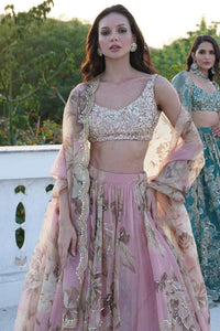 Pink Organza Lehenga Set