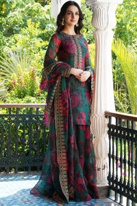 Teal Green Floral Kurti Set