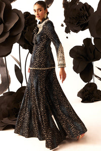 Rosette Embroidered Bow Jacket & Sharara Set