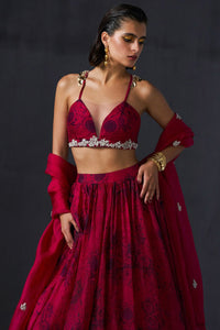 Fuchsia & Black Bustier Skirt Set