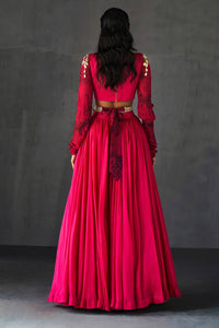 Fuchsia Lehenga & Embroidered Blouse Set