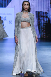 Ivory Embroidered Jacket & Sharara Set