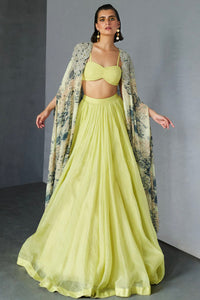 Mint Green Skirt & Blossom Cape Set