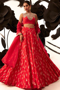 Red Floret Lehenga Set