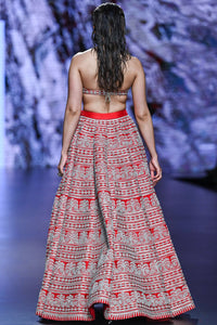Red Geometric Heavy Lehenga Set