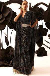 Rosette Belted Cape Saree