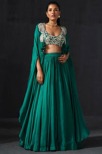 Teal Green Lehenga Cape Set
