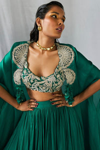 Teal Green Lehenga Cape Set