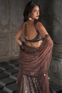 Brown Sequin Skirt Set