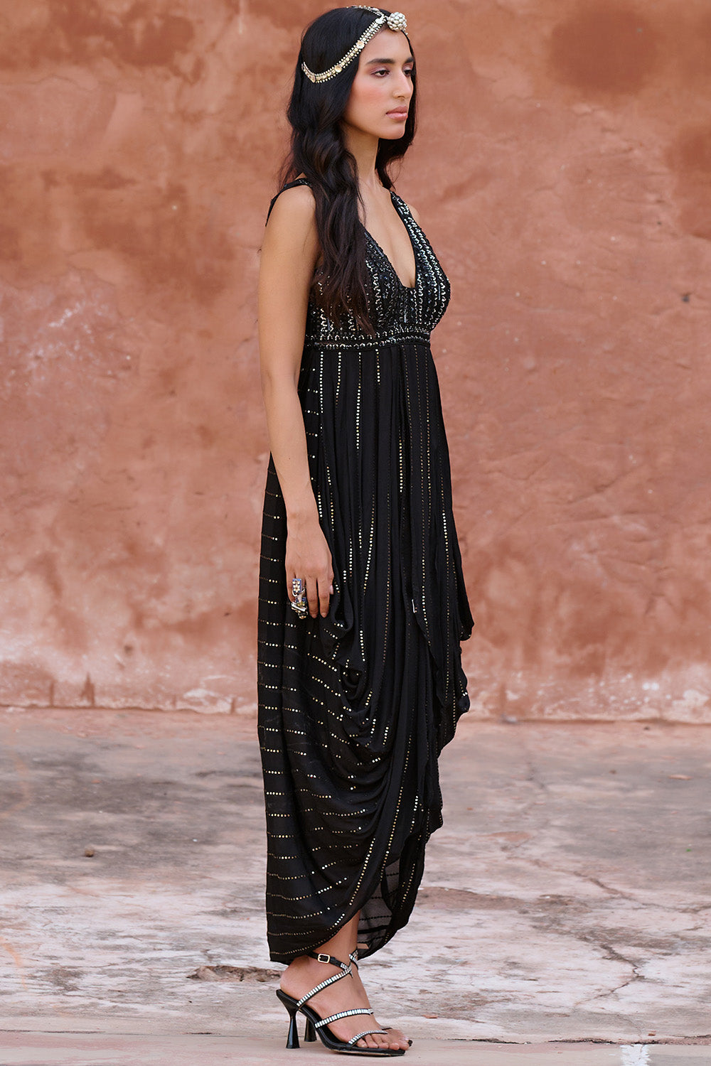 Chamee & Palak  ALDER Black Drape Dress – LIVEtheCOLLECTIVE