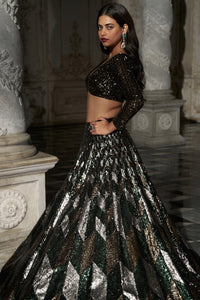Chevron Sequin Lehenga Set