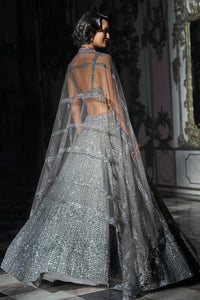 Dark Grey Sequin Lehenga Set