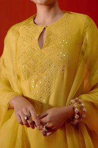 Mustard Silk Chanderi Kurta Set