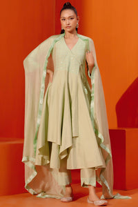 Pista Green Embroidered Anarkali Set