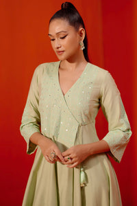 Pista Green Embroidered Anarkali Set